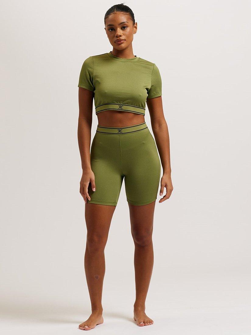 Juicy Couture Rayon Rib Cycling Shorts, Mosstone