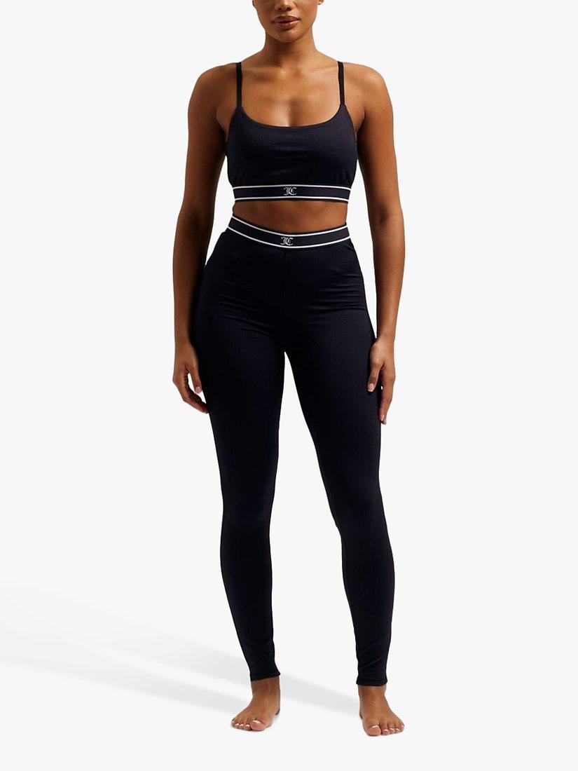 Product image 1 of 4, which shows Juicy Couture Rayon Rib Leggings, Black, S