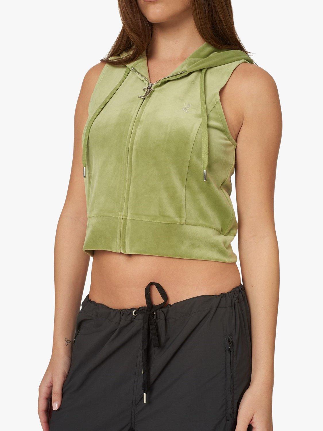 Juicy Couture Gilly Velour Gilet, Mosstone