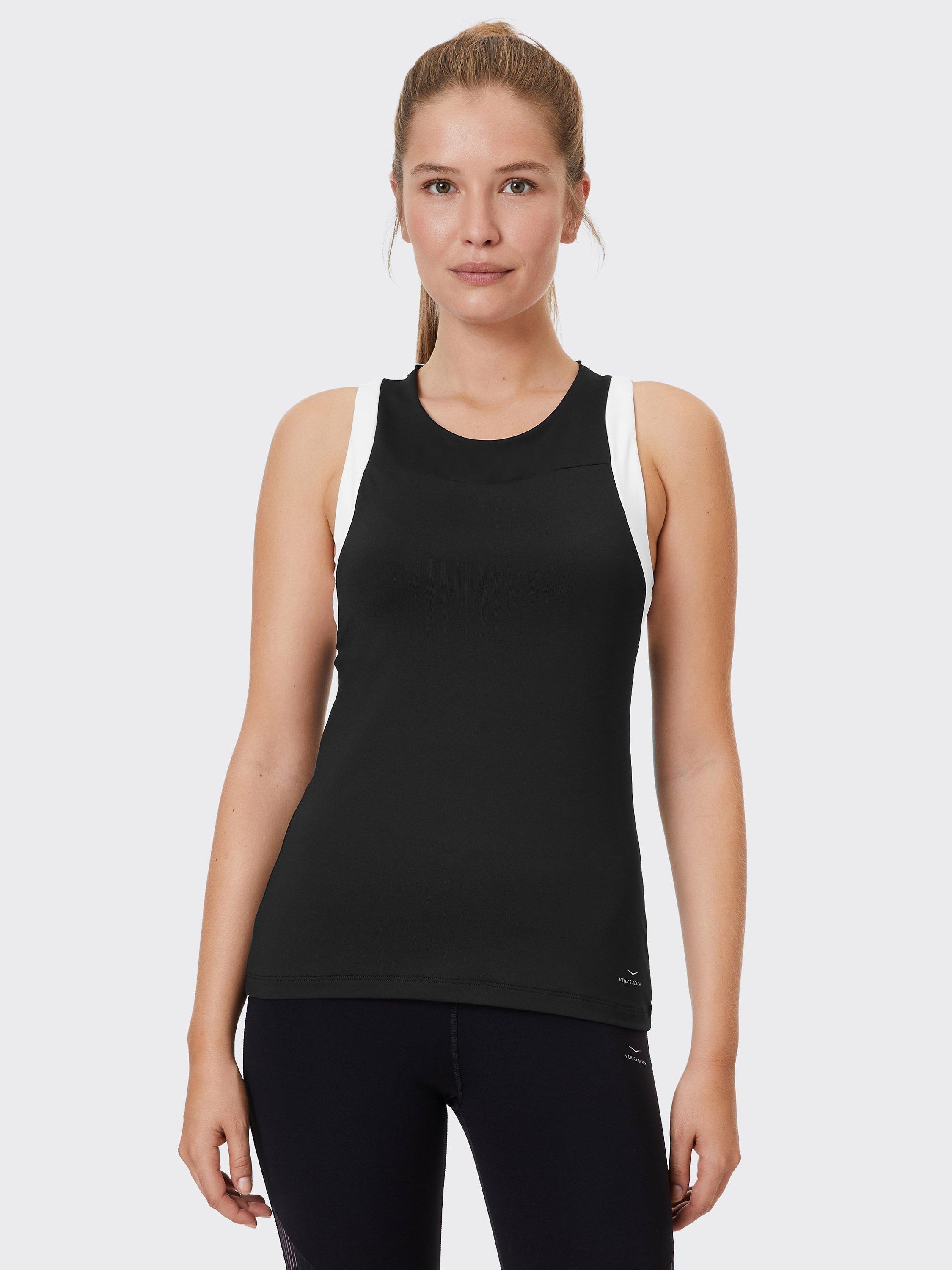 Product image 1 of 7, which shows Venice Beach Eve Sports Tank Top, Black/White, XS