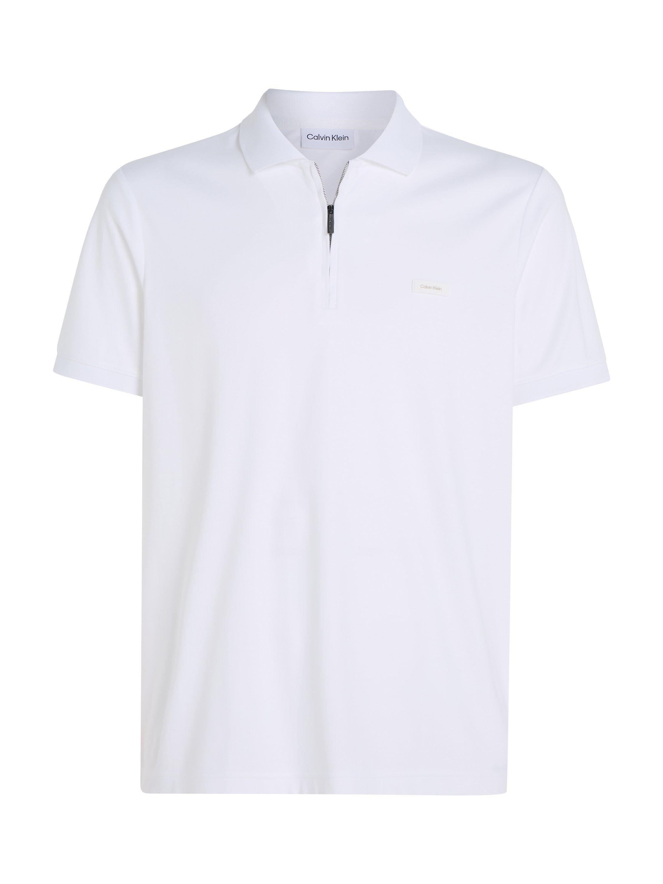 Product image 4 of 5, which shows Calvin Klein Cotton Zip Polo Top, Bright White, XS