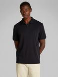 Calvin Klein Zip Neck Organic Cotton Polo Shirt, Ck Black