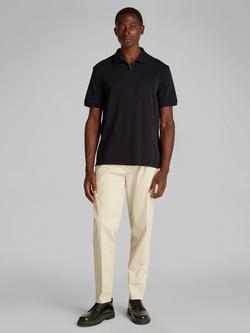 Calvin Klein Zip Neck Organic Cotton Polo Shirt, Ck Black - view 2, Ck Black