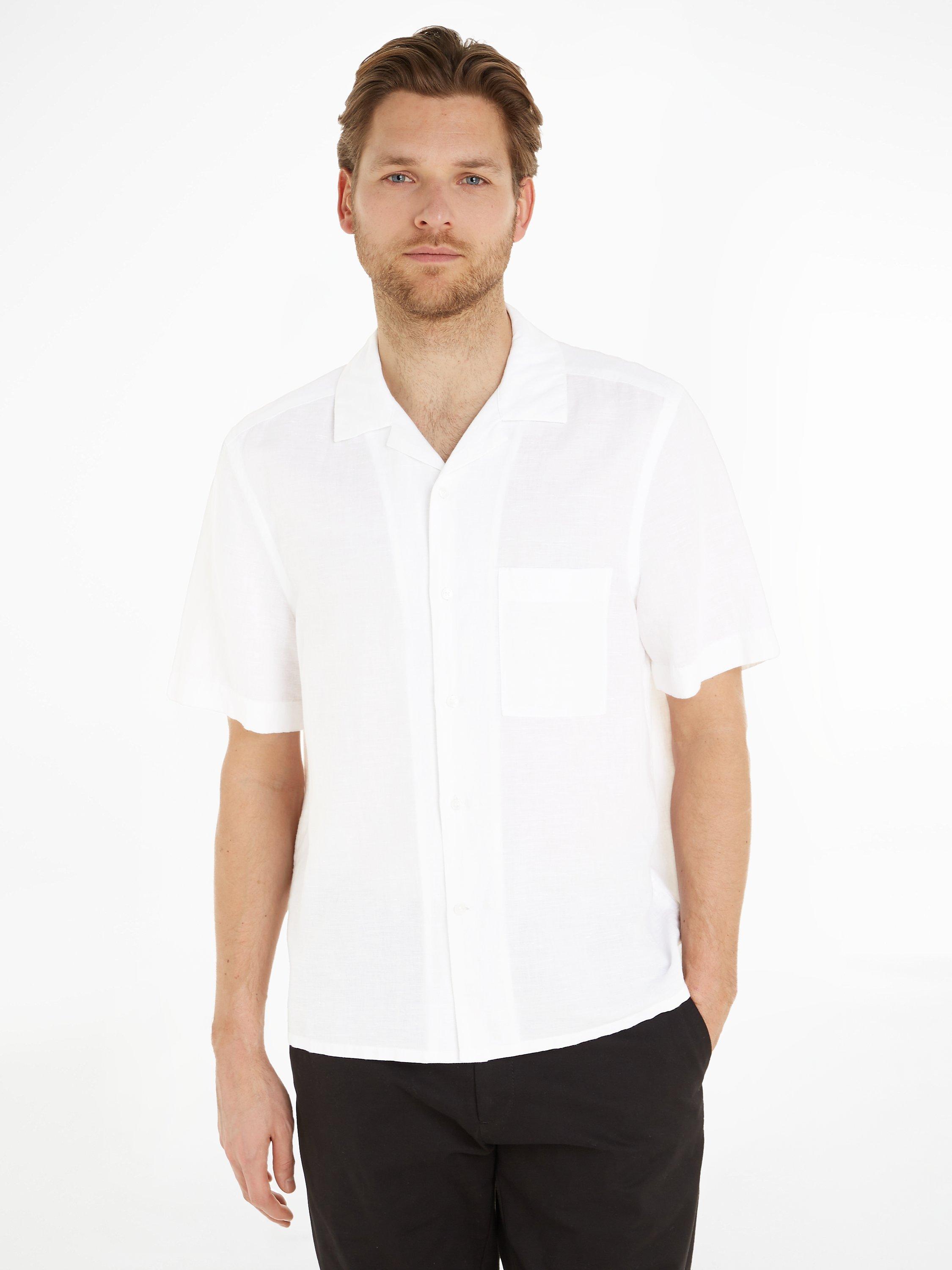 Calvin Klein Linen Blend Cuban Shirt, Bright White