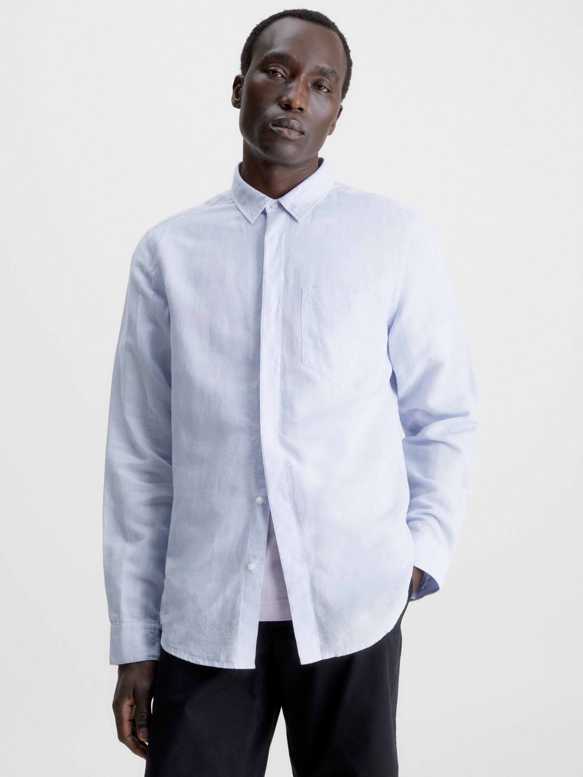 Calvin Klein Linen Cotton Shirt Light Blue