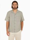 Calvin Klein Linen Cotton Blend Cuban Shirt, Delta Green