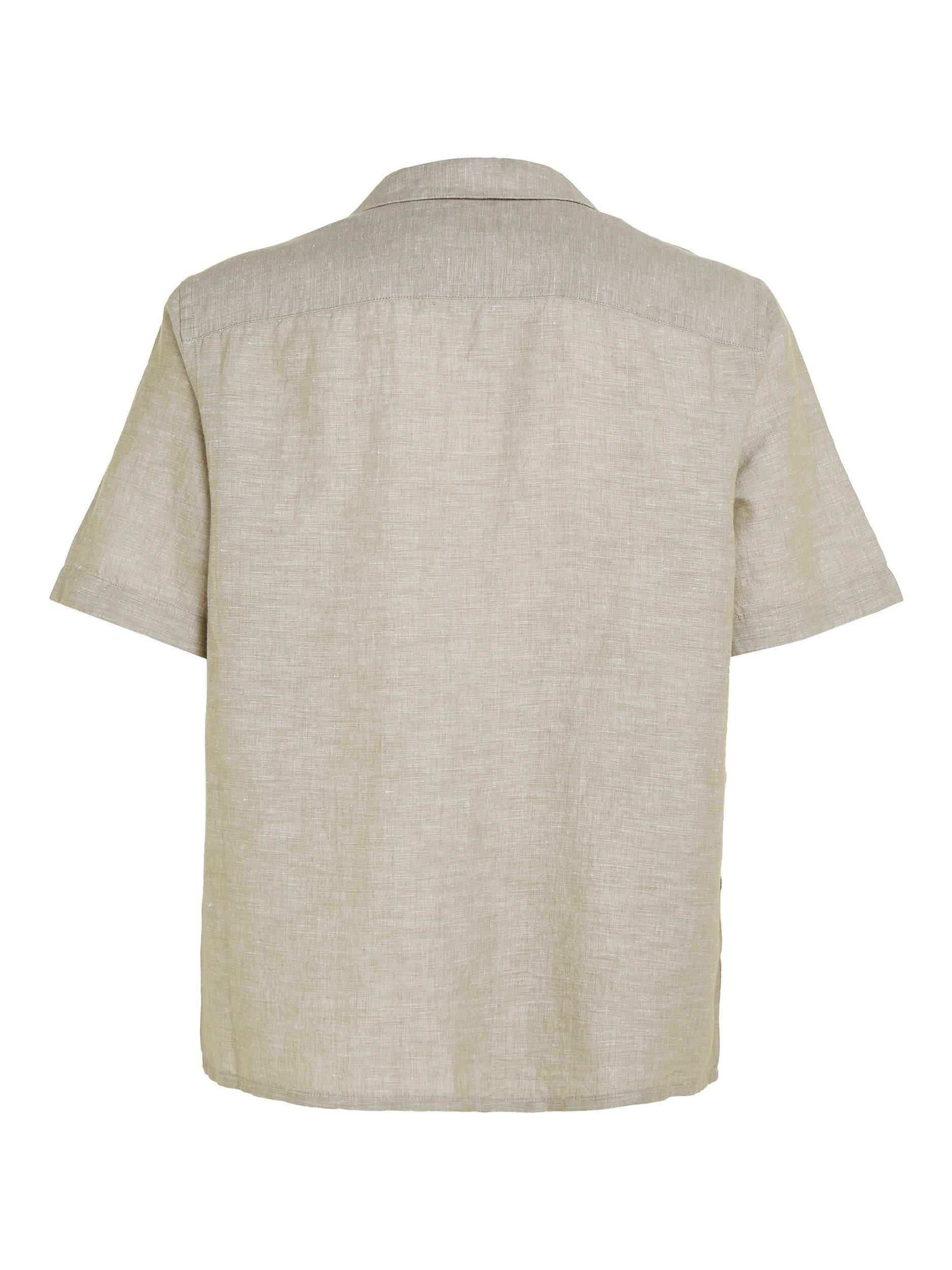 Calvin Klein Linen Cotton Blend Cuban Shirt, Delta Green, S