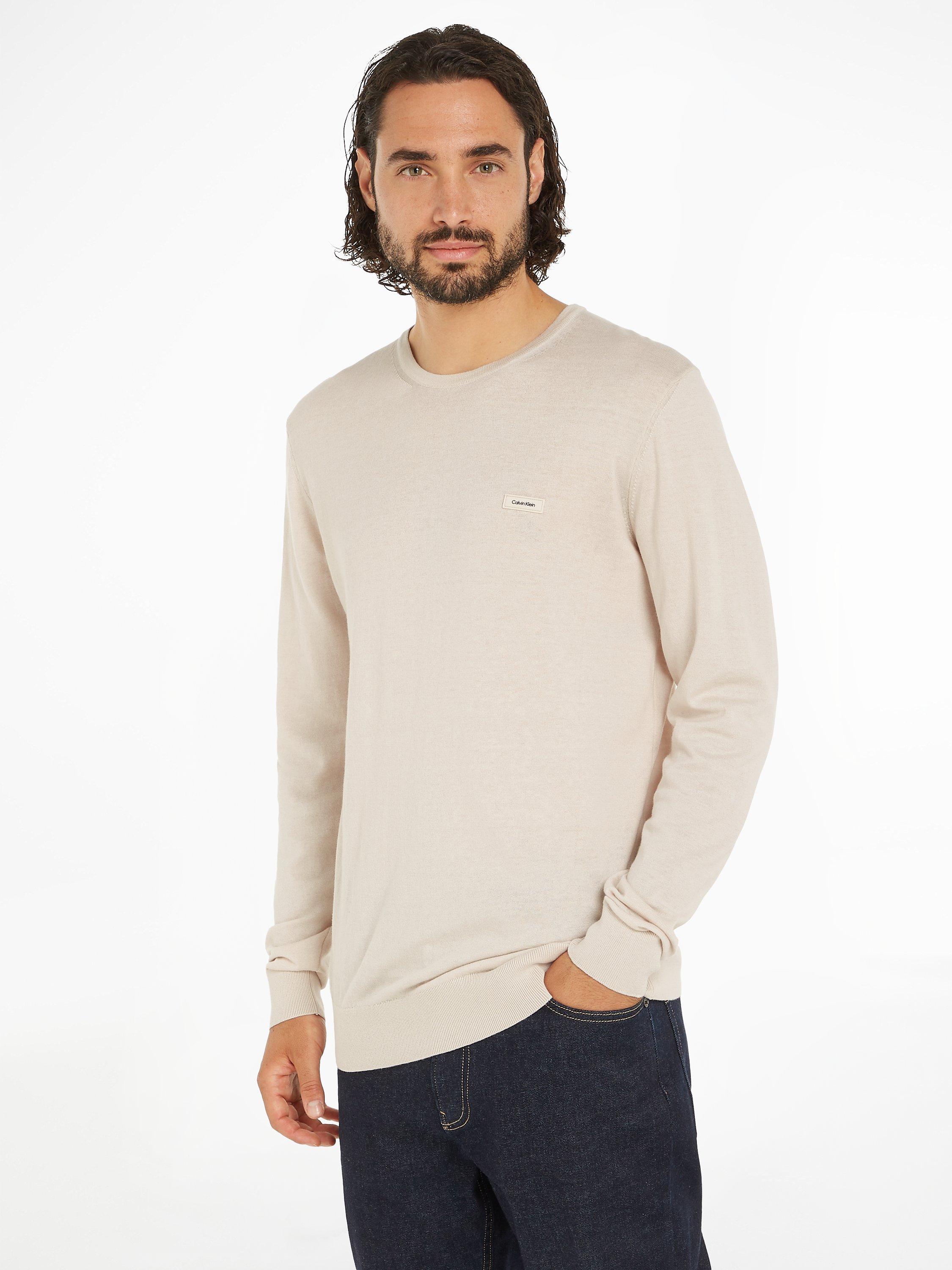 Calvin Klein Silk Cotton Blend Jumper, Stony Beige