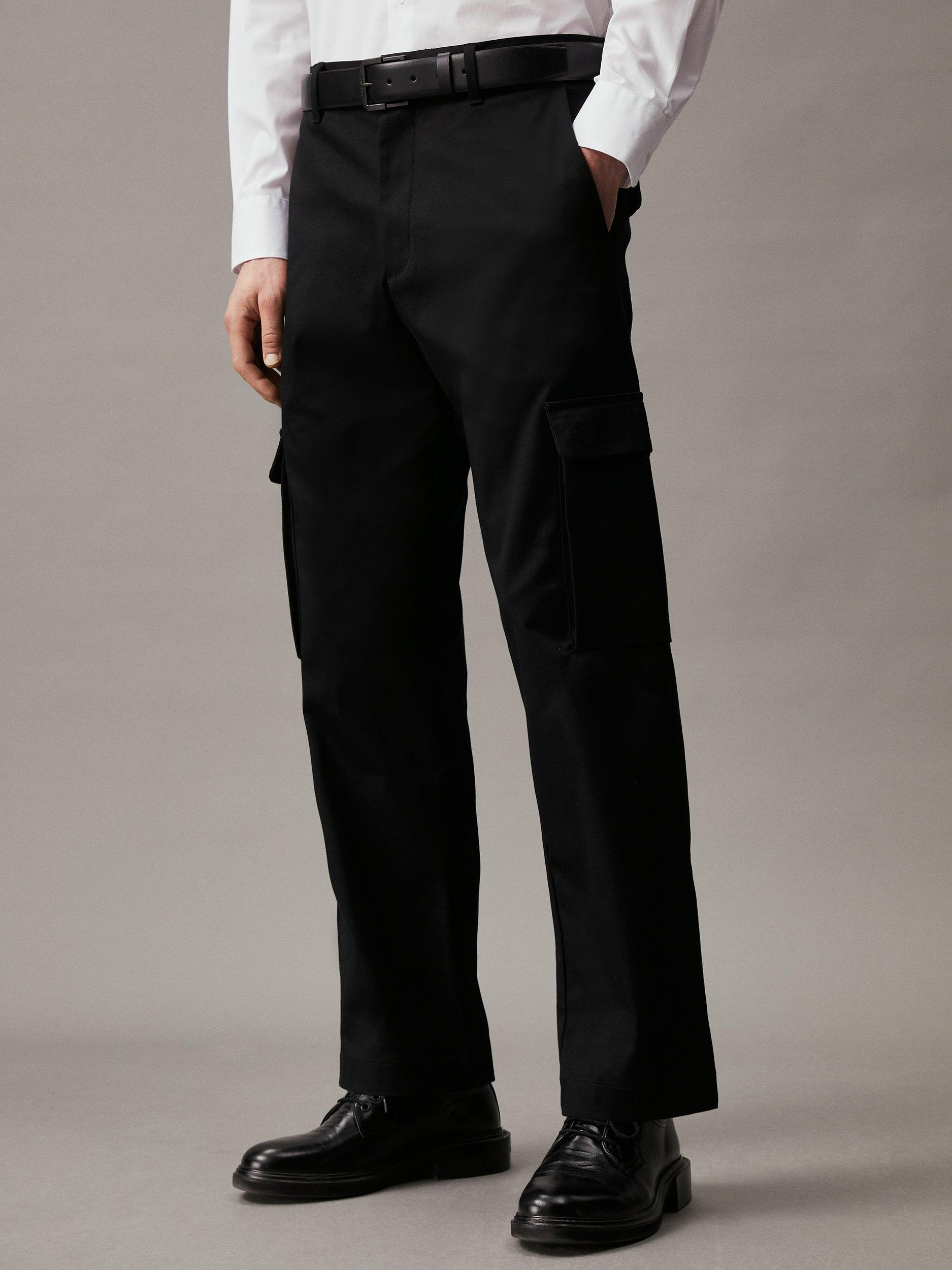 Calvin Klein Relaxed Straight Cargo Trousers, Black