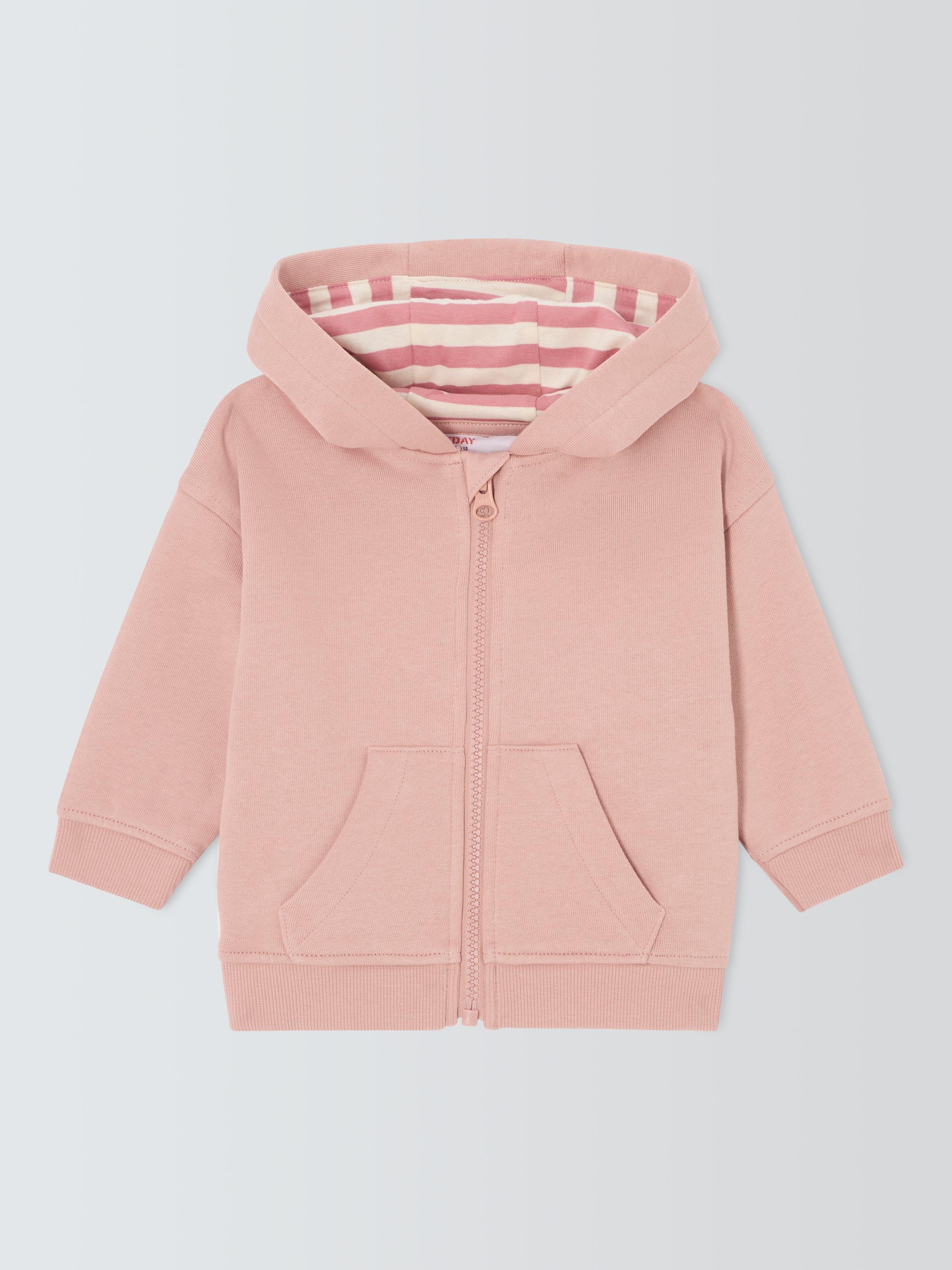 John Lewis ANYDAY Baby Cotton Hoodie Pink