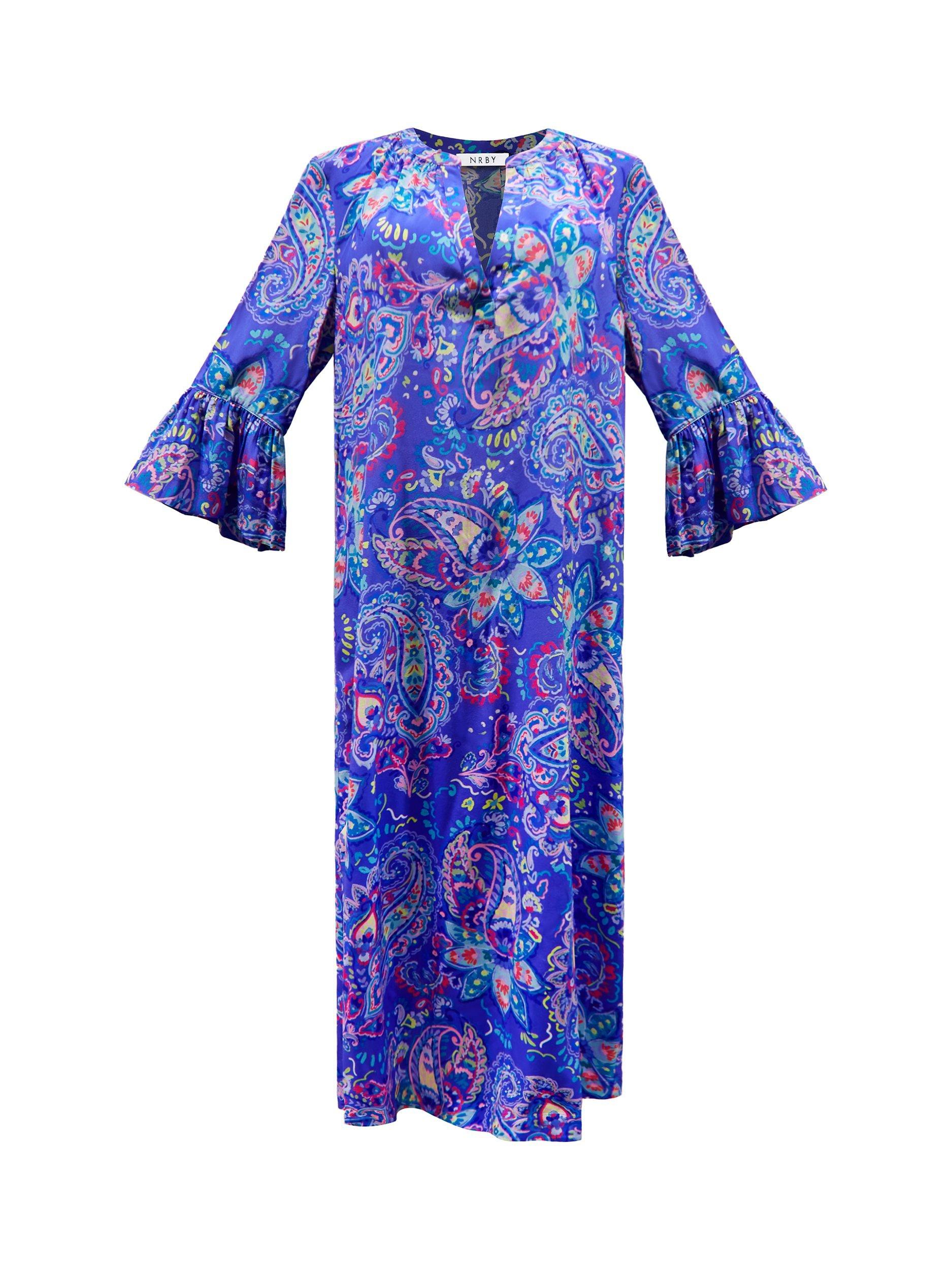 Product image 9 of 10, which shows NRBY Penelope Painterley Paisley Silk Dress, Multi, XS