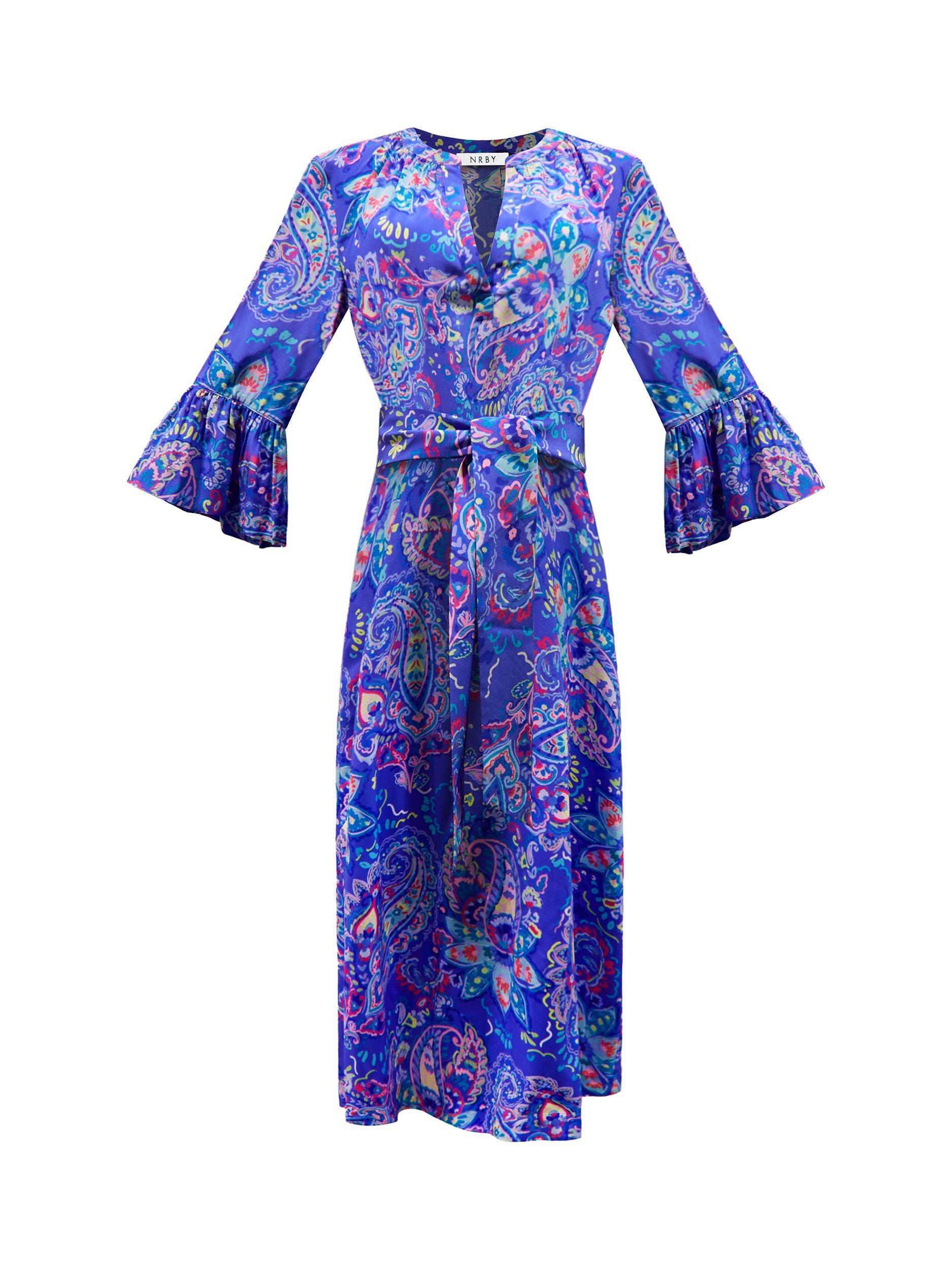 Product image 10 of 10, which shows NRBY Penelope Painterley Paisley Silk Dress, Multi, XS
