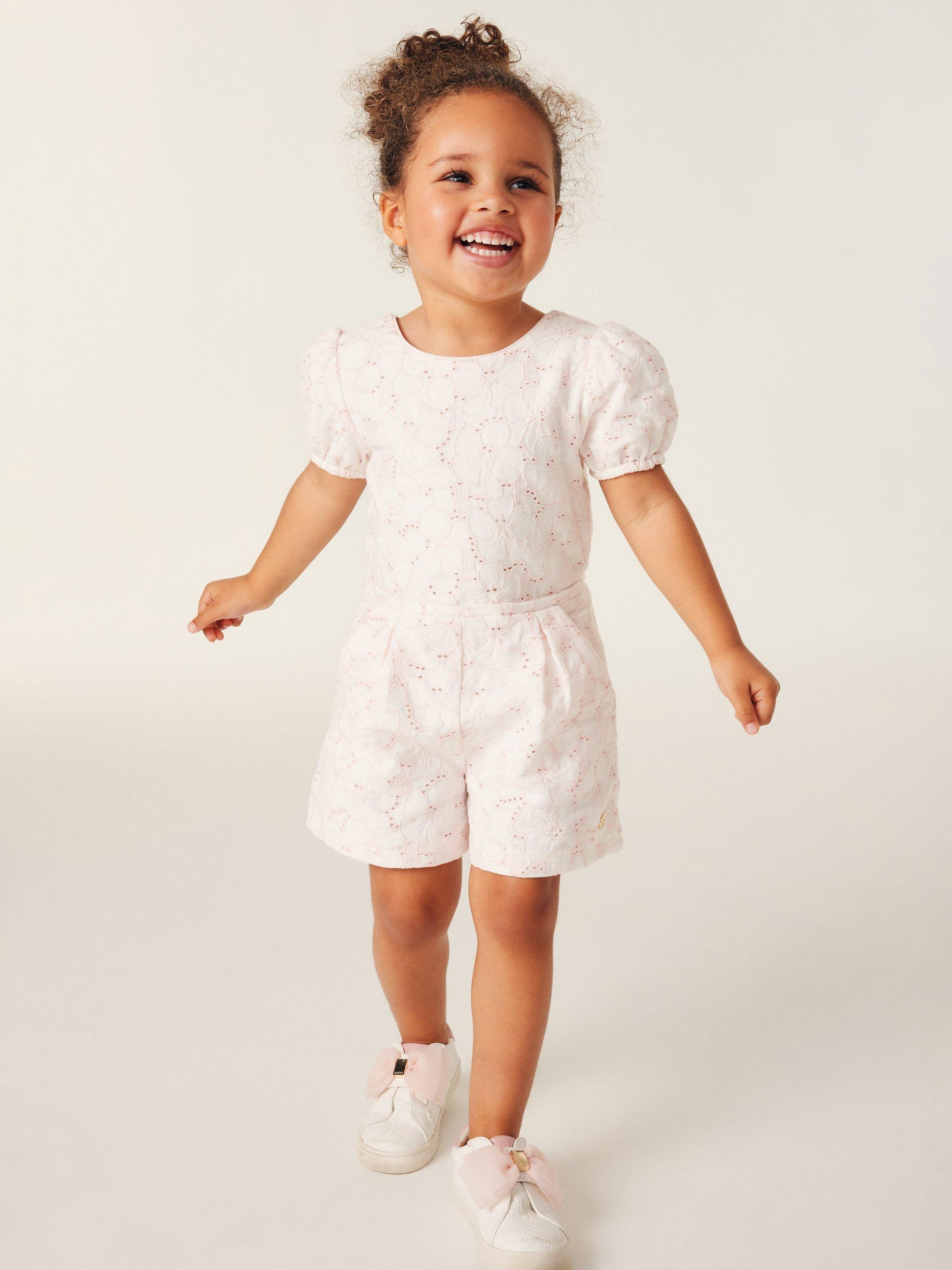 Ted Baker Kids Floral Broderie Playsuit Pink