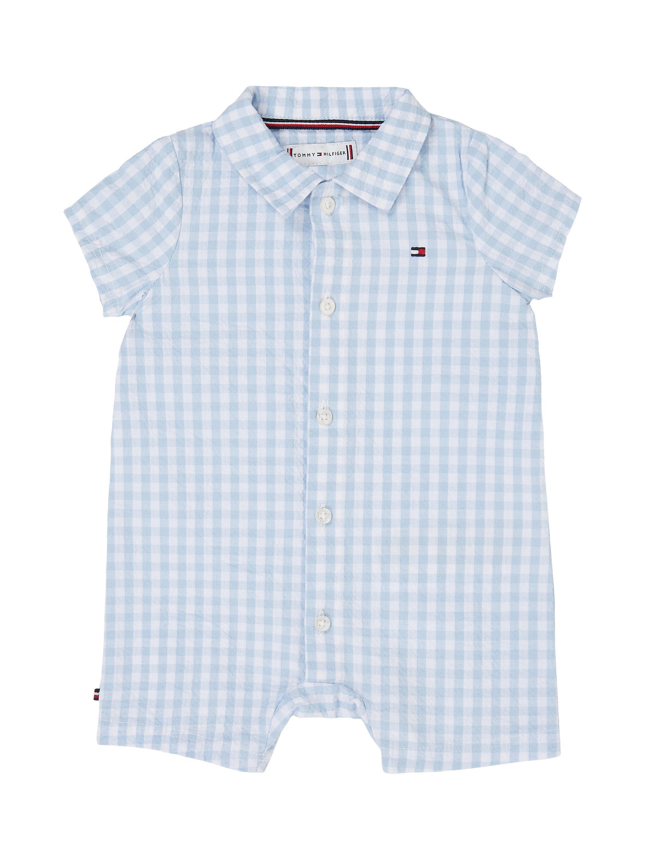 Tommy Hilfiger Baby Gingham Short Romper, White/Blue