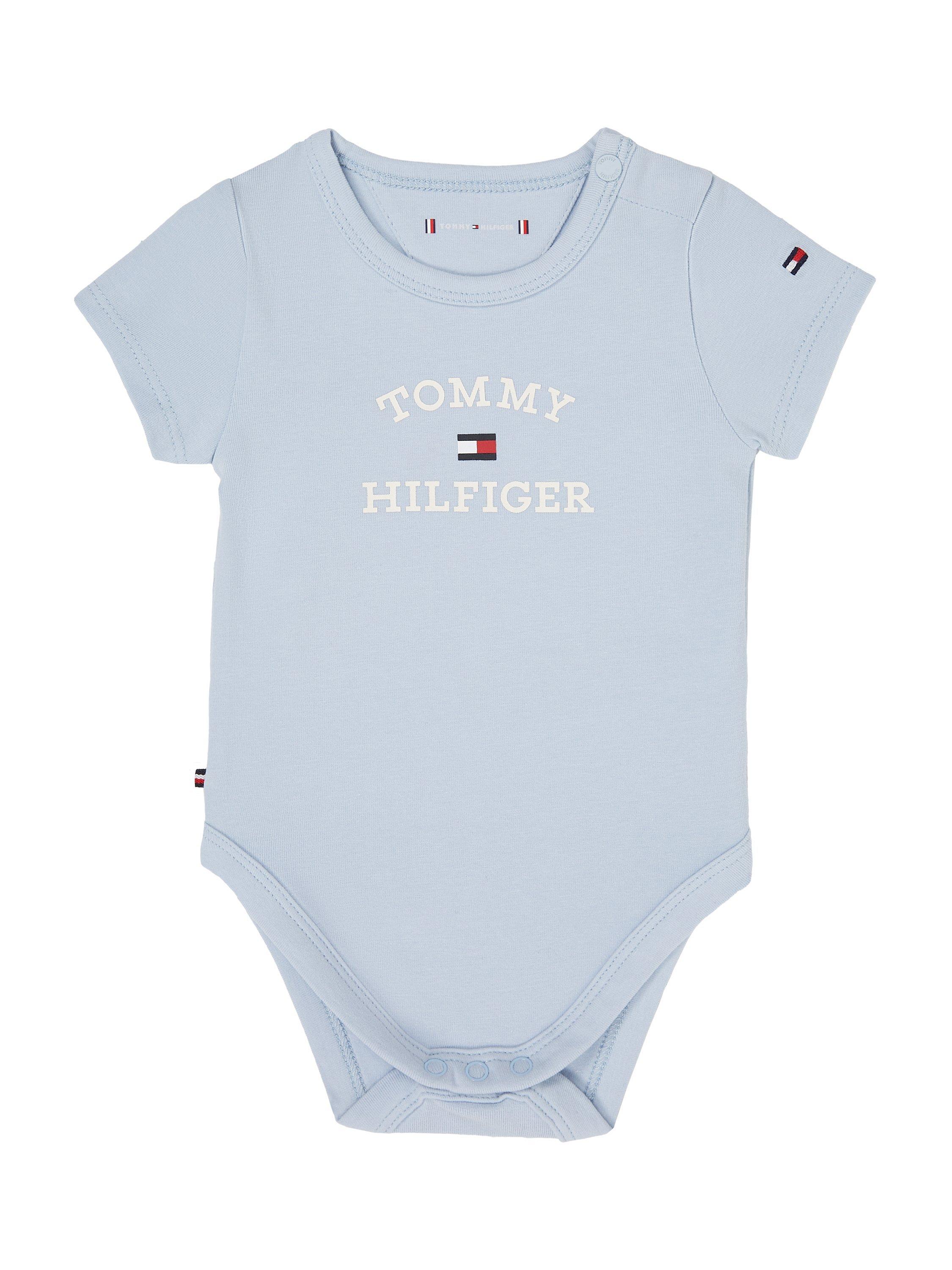 Tommy Hilfiger Baby Logo Short Sleeve Bodysuit, Breezy Blue