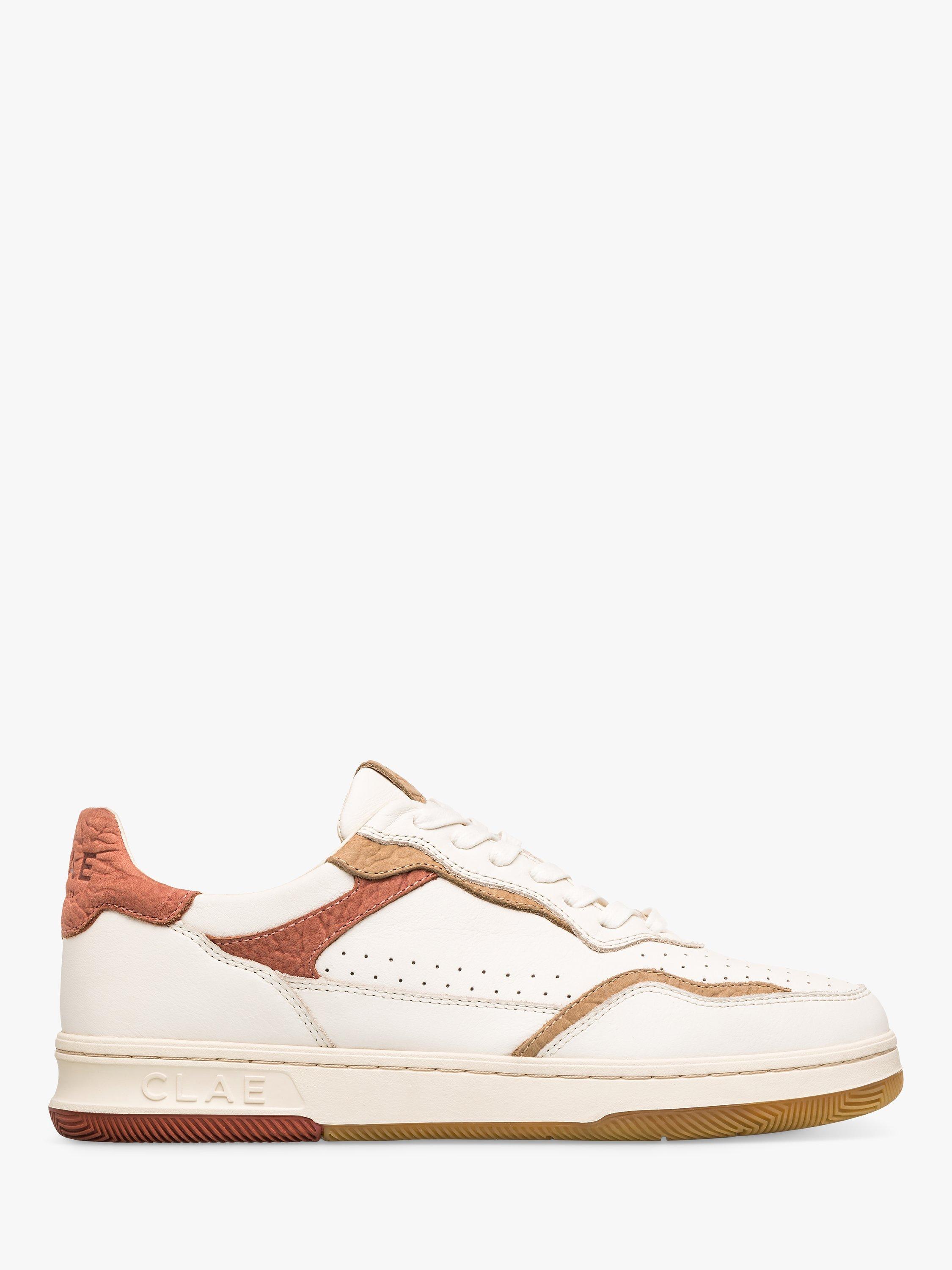 Product image 1 of 5, which shows CLAE Haywood Leather Lace Up Trainers, Off White/Clay, 3