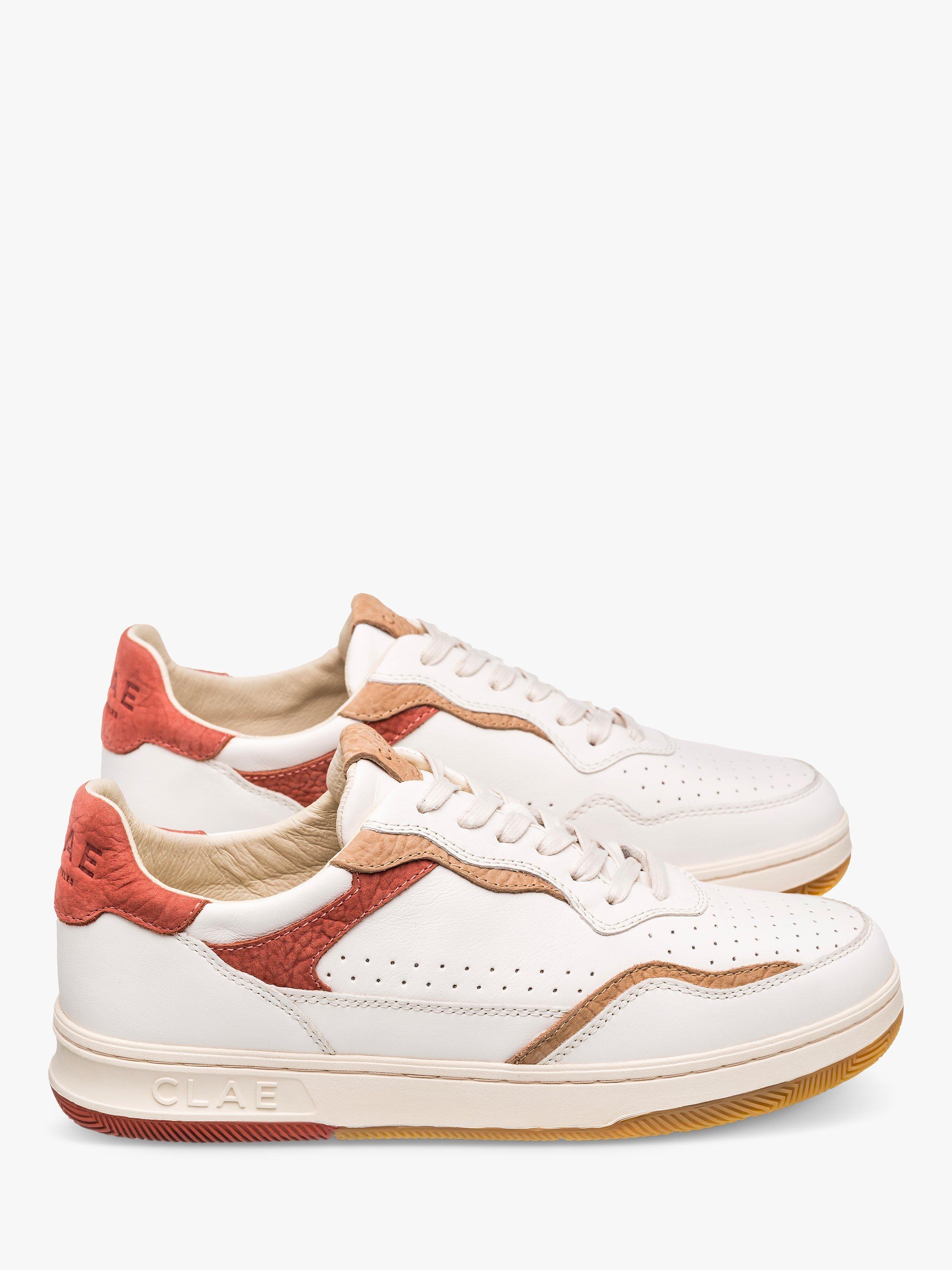 Product image 2 of 5, which shows CLAE Haywood Leather Lace Up Trainers, Off White/Clay, 3