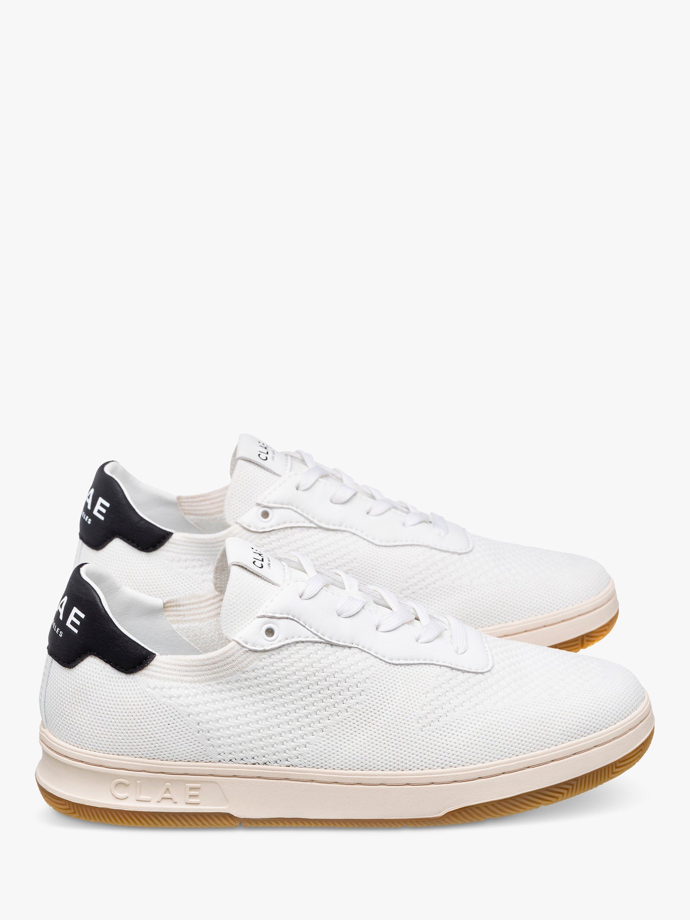 Product image 2 of 5, which shows CLAE Malone Knitted Lace Up Trainers, White/Black, 3