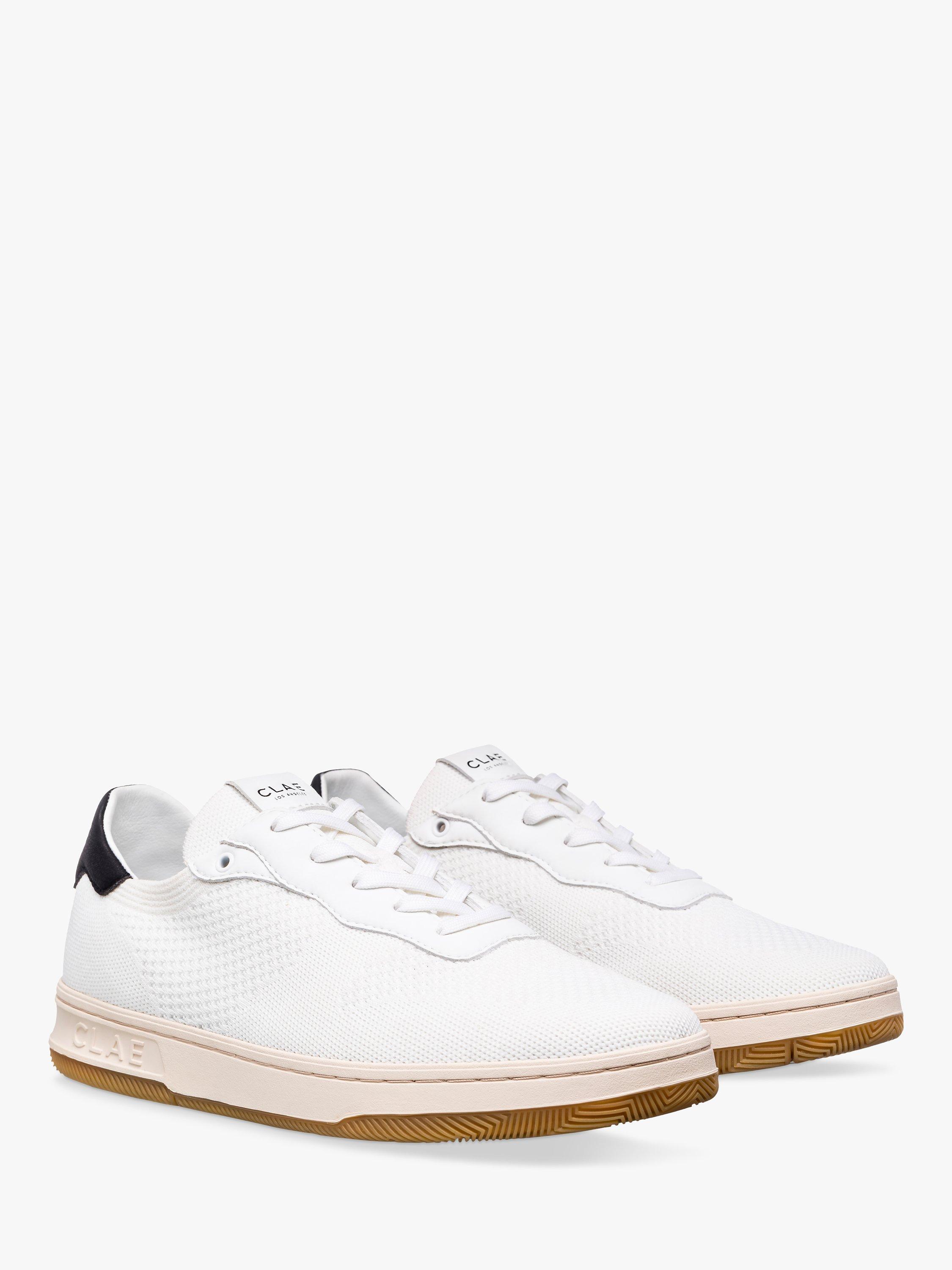 Product image 3 of 5, which shows CLAE Malone Knitted Lace Up Trainers, White/Black, 3