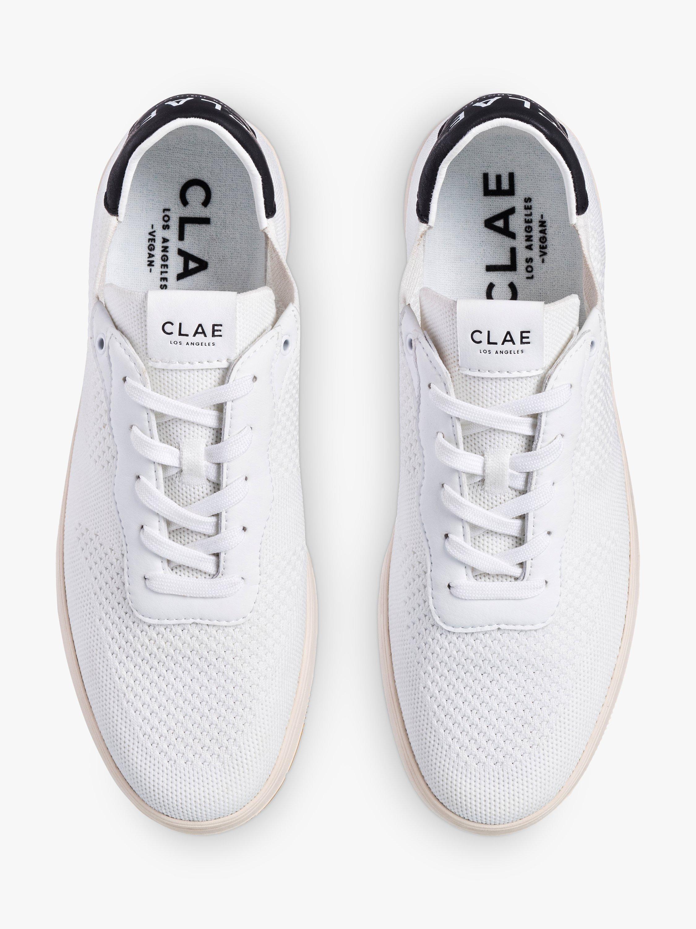 Product image 4 of 5, which shows CLAE Malone Knitted Lace Up Trainers, White/Black, 3