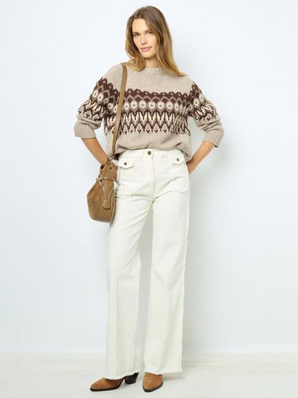 Gerard Darel High Waist Frayed Jeans, Ecru, Ecru
