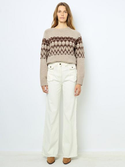 Gerard Darel High Waist Frayed Jeans, Ecru - view 2, Ecru
