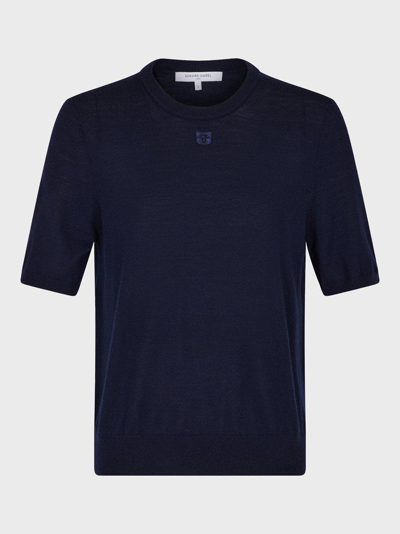 Product image 4 of 7, which shows Gerard Darel Lysea Merino Wool Top, Navy, 10