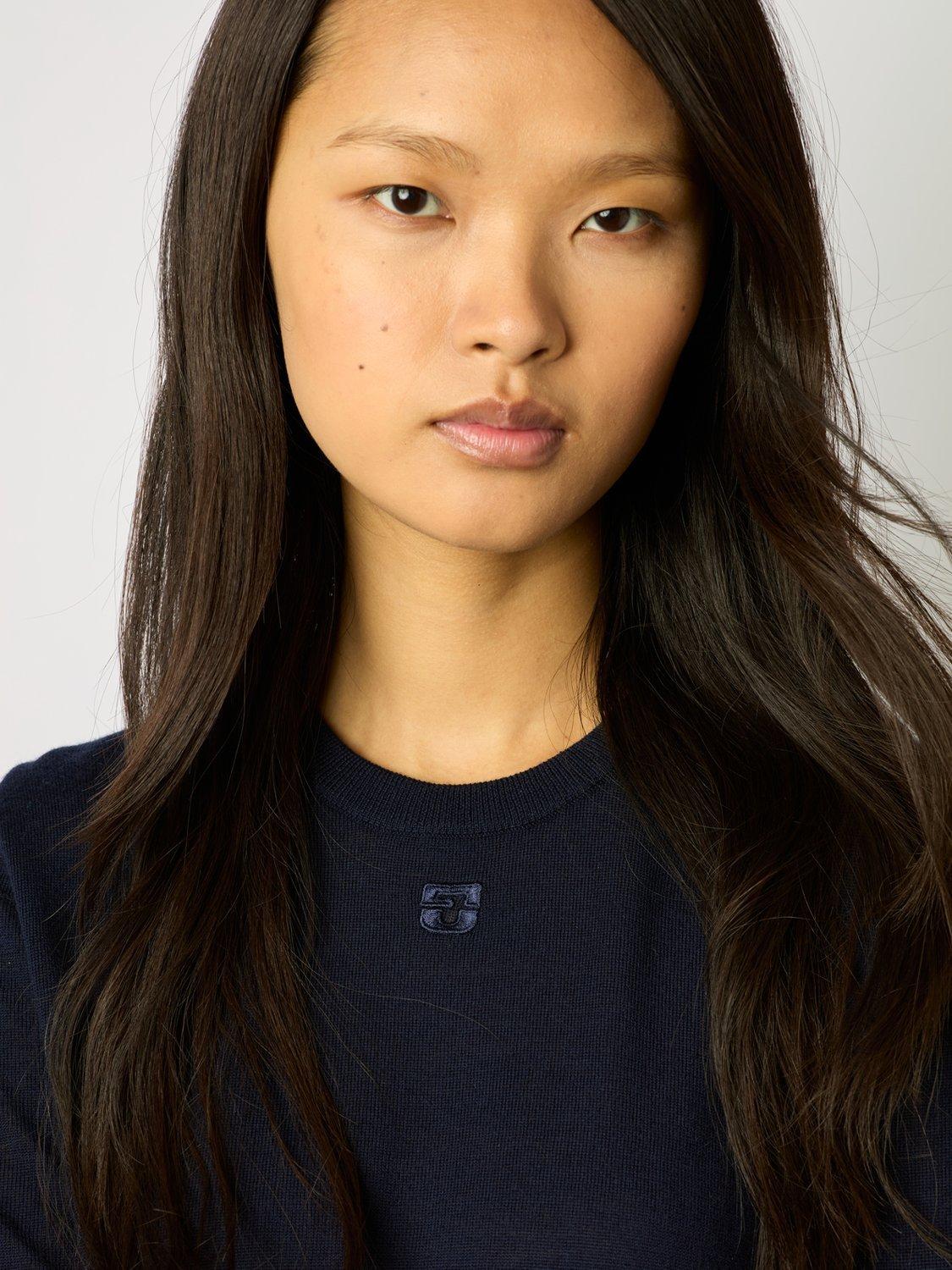 Product image 6 of 7, which shows Gerard Darel Lysea Merino Wool Top, Navy, 10