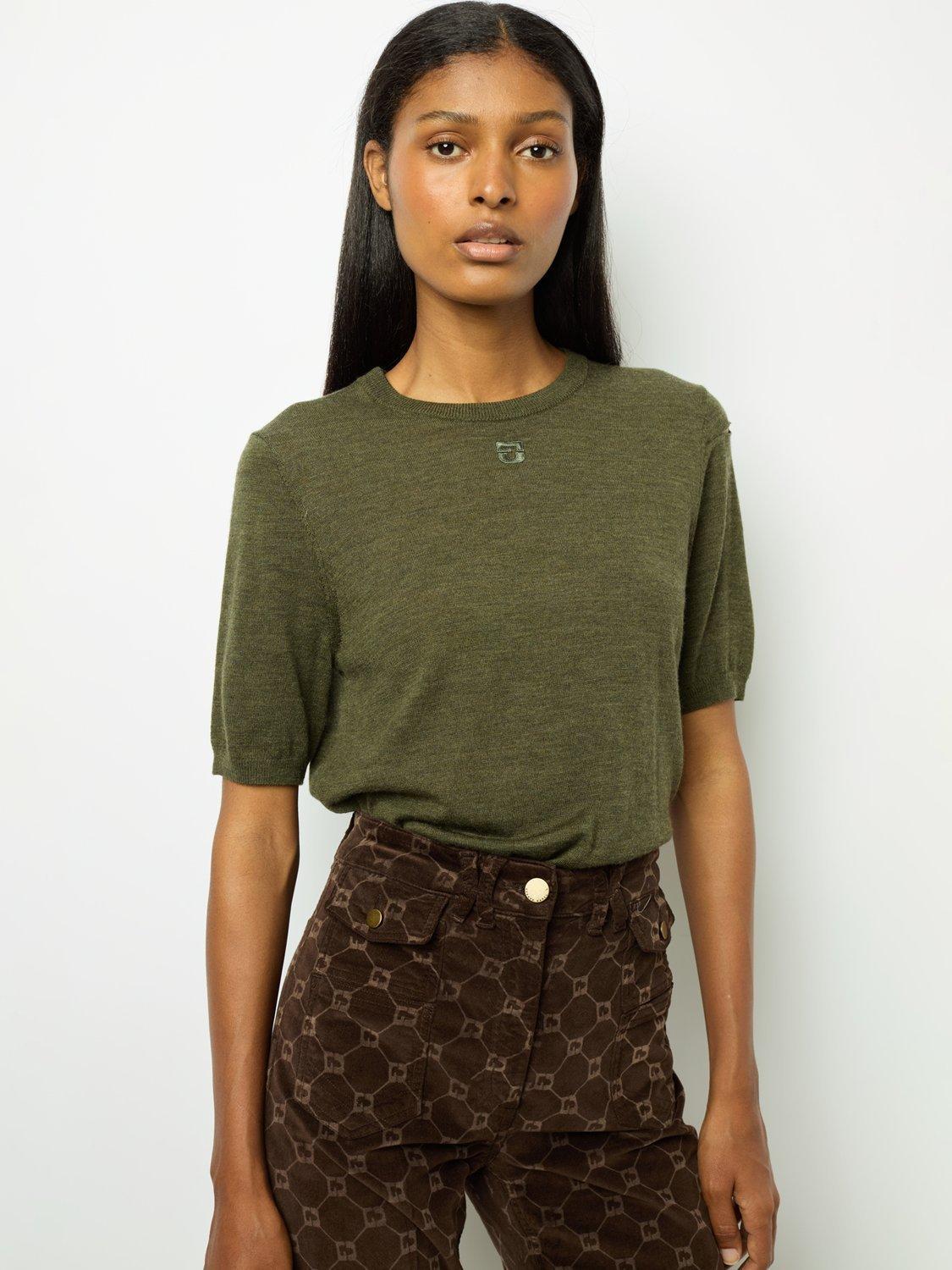 Product image 1 of 7, which shows Gerard Darel Lysea Merino Wool Top, Khaki, 6