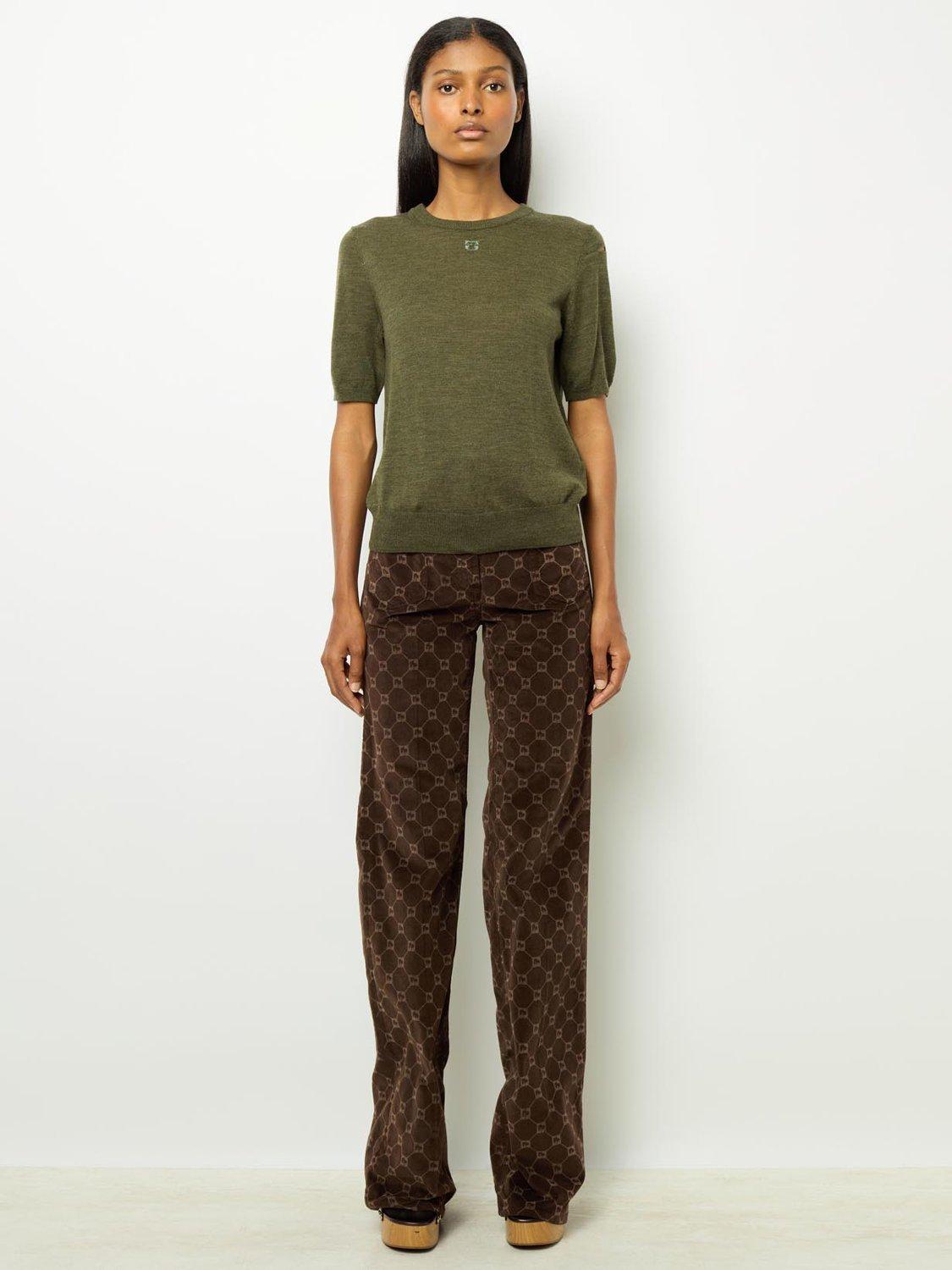 Product image 2 of 7, which shows Gerard Darel Lysea Merino Wool Top, Khaki, 6