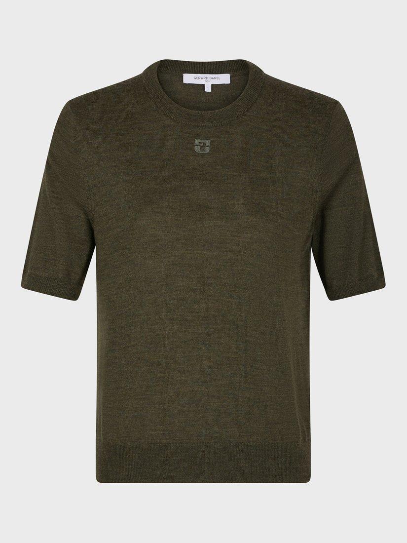 Product image 4 of 7, which shows Gerard Darel Lysea Merino Wool Top, Khaki, 6