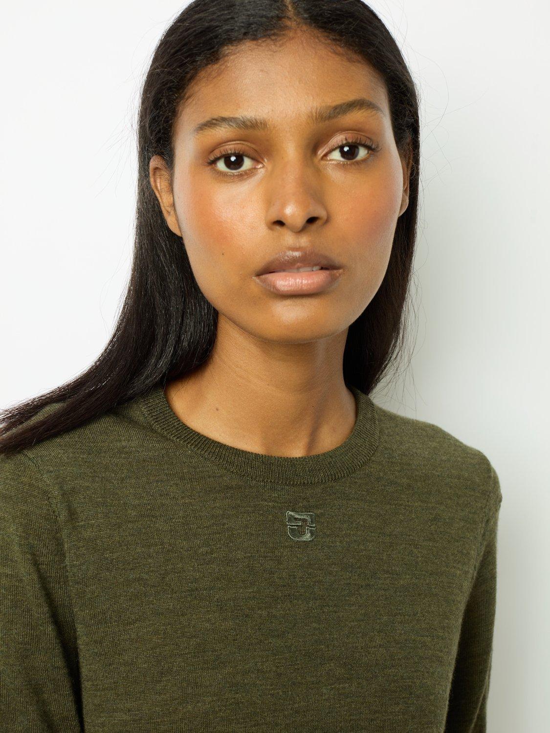 Product image 6 of 7, which shows Gerard Darel Lysea Merino Wool Top, Khaki, 6