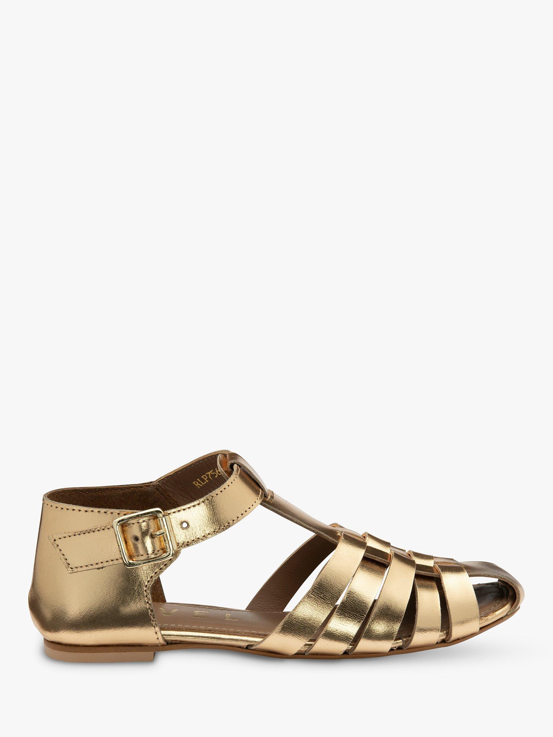 Ravel Galston Leather Flat Sandals Gold