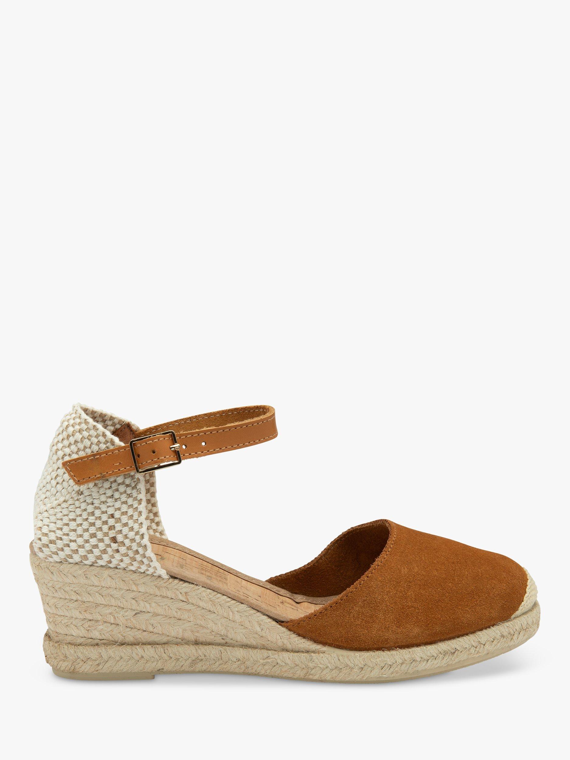 Product image 1 of 4, which shows Ravel Rhea Suede Wedge Espadrille Sandals, Tan, 3