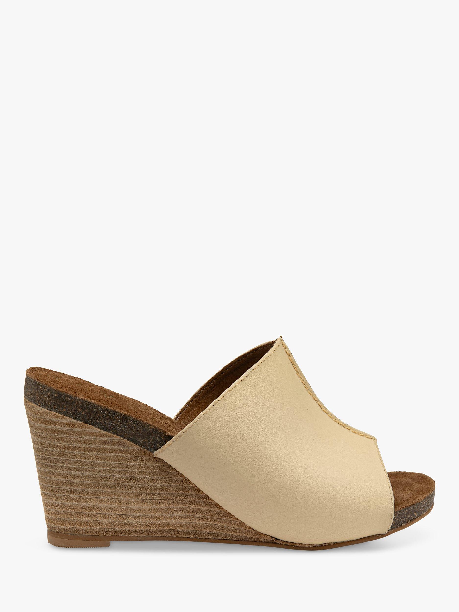 Product image 1 of 4, which shows Ravel Corby Leather Wedge Sandals, Cream, 5