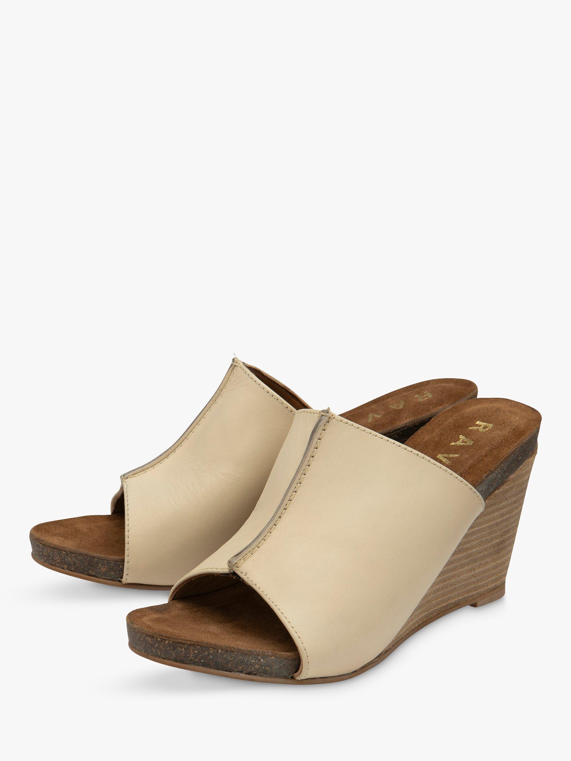 Product image 2 of 4, which shows Ravel Corby Leather Wedge Sandals, Cream, 5