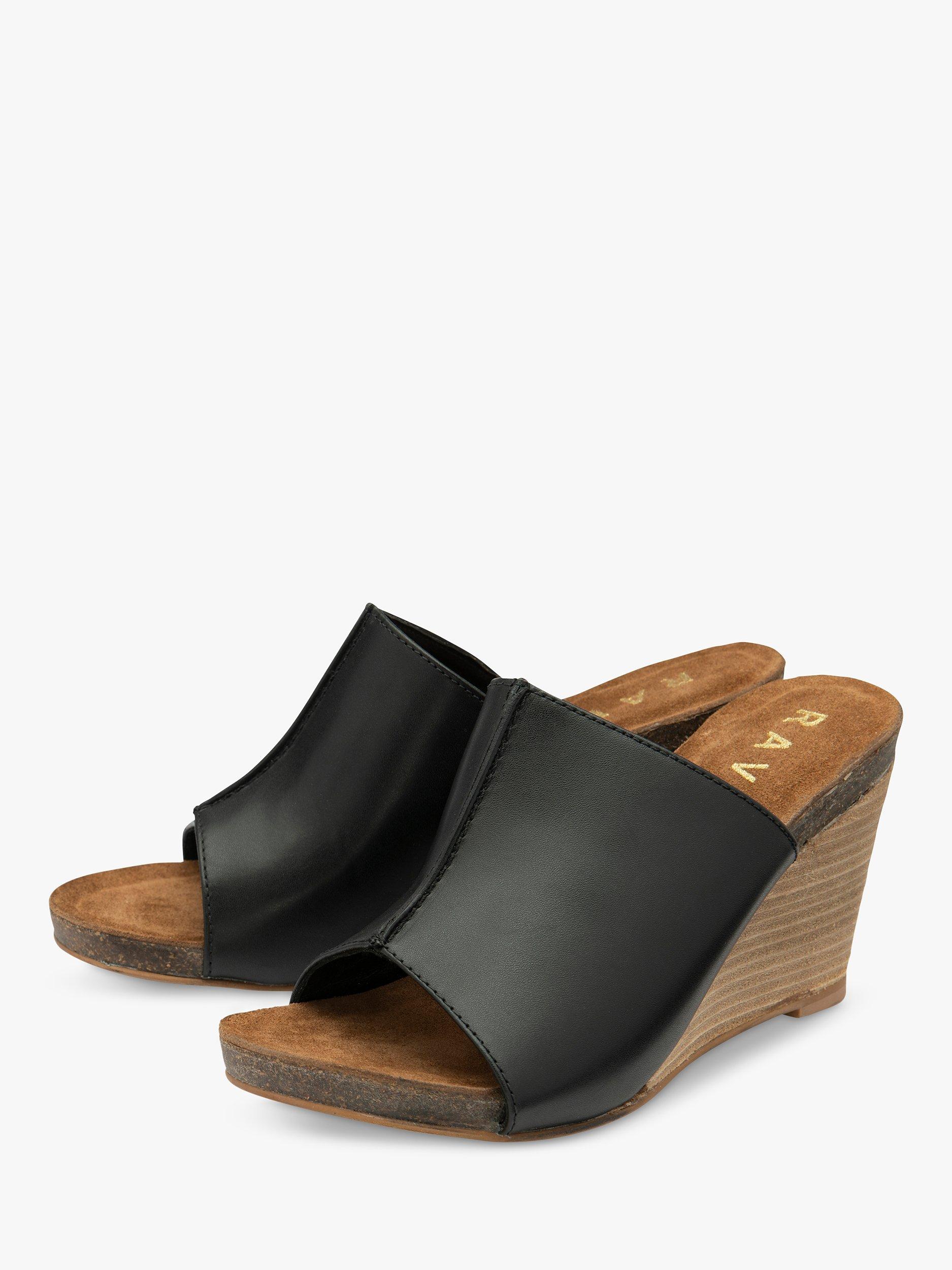 Product image 2 of 4, which shows Ravel Corby Leather Wedge Sandals, Black, 4