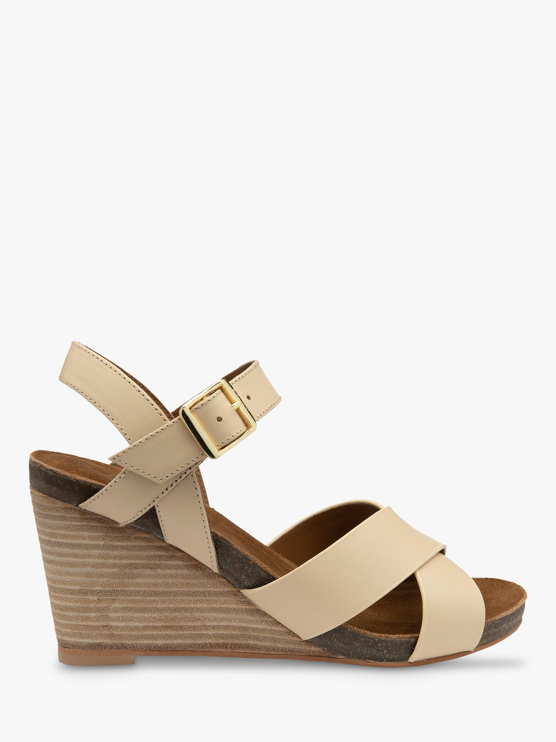 Product image 1 of 4, which shows Ravel Kelty Leather Wedge Sandals, Nude, 3