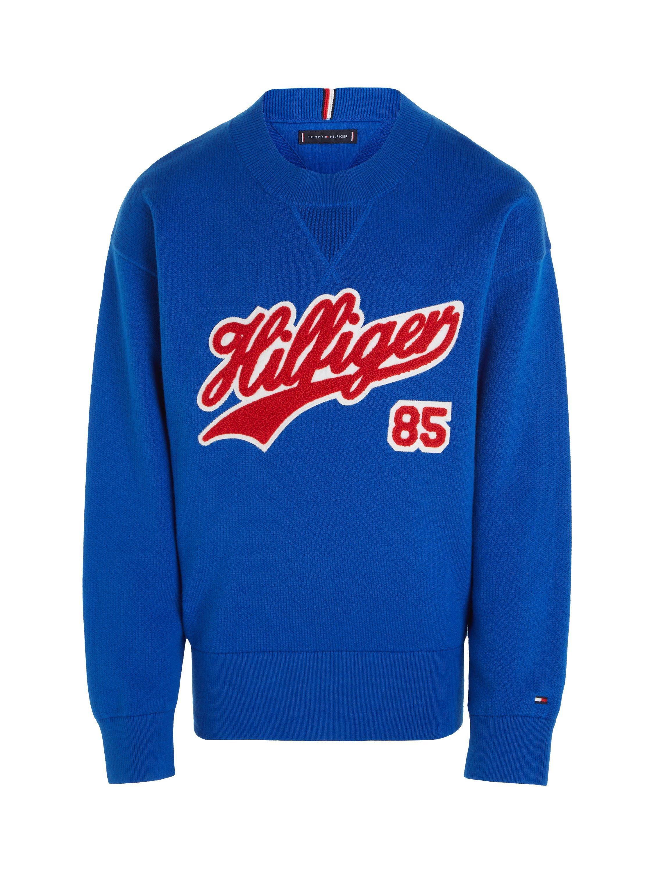Tommy Hilfiger Kids' Varsity Organic Cotton Jumper, Ultra Blue
