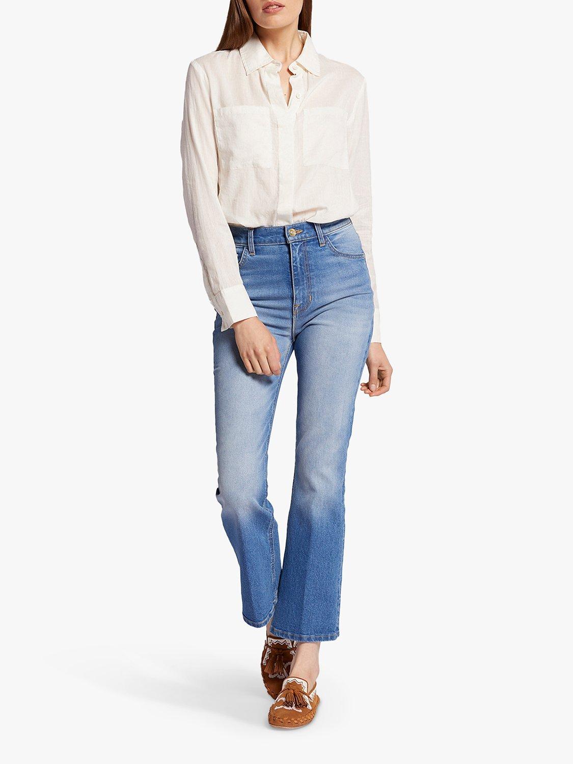 Product image 4 of 5, which shows Current/Elliott The Boulevard Mid Rise Crop Bootcut Jeans, Misty Mid Blue, W23/L27