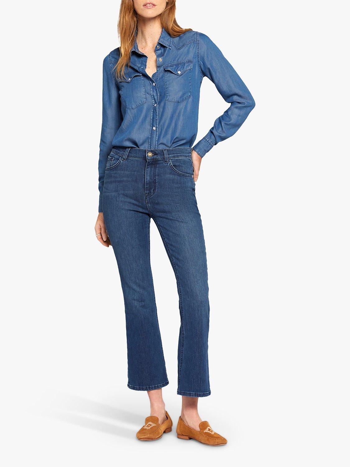 Product image 2 of 5, which shows Current/Elliott The Boulevard Mid Rise Crop Bootcut Jeans, Vista Mid Blue, W23/L27