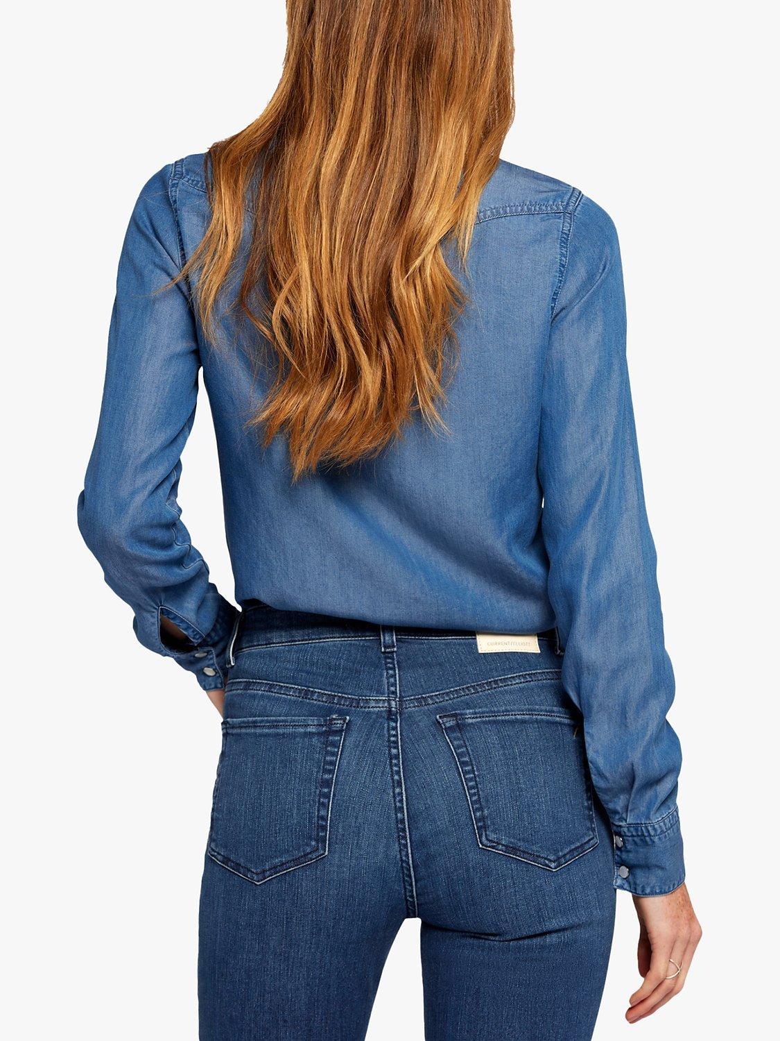 Product image 5 of 5, which shows Current/Elliott The Boulevard Mid Rise Crop Bootcut Jeans, Vista Mid Blue, W23/L27