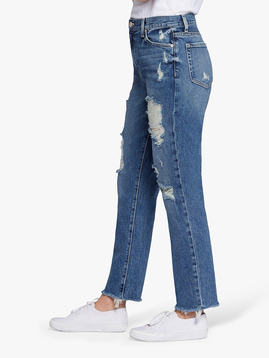 Product image 3 of 6, which shows Current/Elliott The Boyfriend Original Fit Distressed Jeans, Peaceful Medium Blue, W29/L28