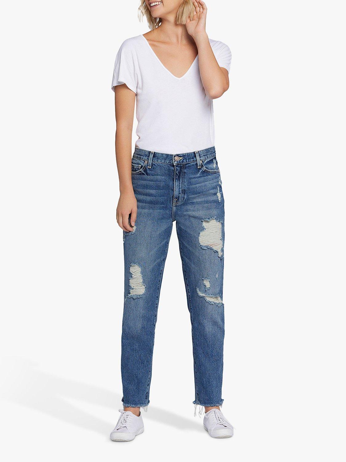Product image 4 of 6, which shows Current/Elliott The Boyfriend Original Fit Distressed Jeans, Peaceful Medium Blue, W29/L28