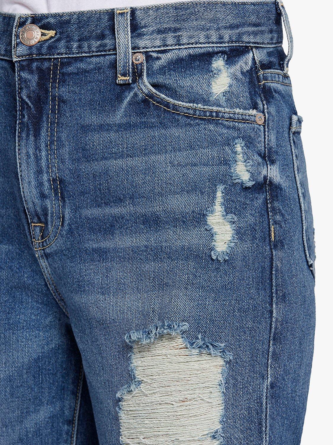 Product image 6 of 6, which shows Current/Elliott The Boyfriend Original Fit Distressed Jeans, Peaceful Medium Blue, W29/L28