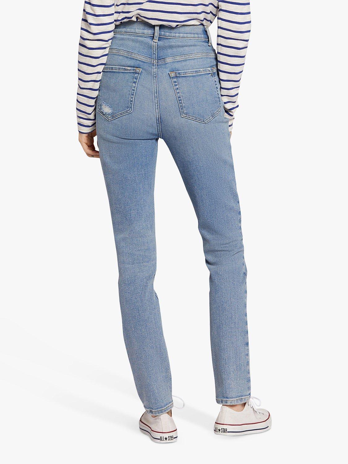 Product image 2 of 6, which shows Current/Elliott The Freeway High Rise Distressed Cigarette Jeans, Camino Light Blue, W27/L30