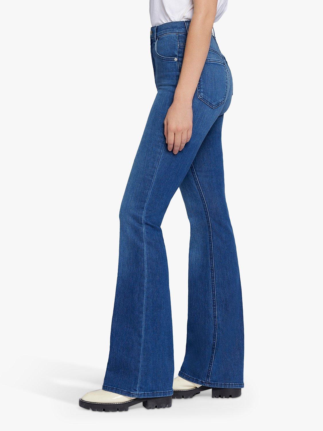 Product image 3 of 5, which shows Current/Elliott The Side Street High Rise Flare Jeans, Mariposa Mid Blue, W30/L34