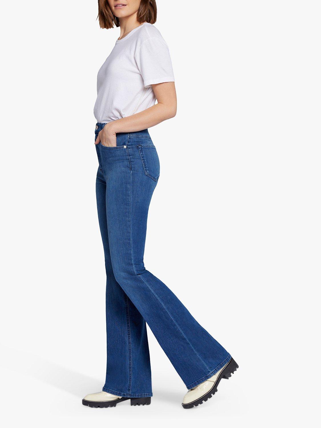 Product image 5 of 5, which shows Current/Elliott The Side Street High Rise Flare Jeans, Mariposa Mid Blue, W30/L34