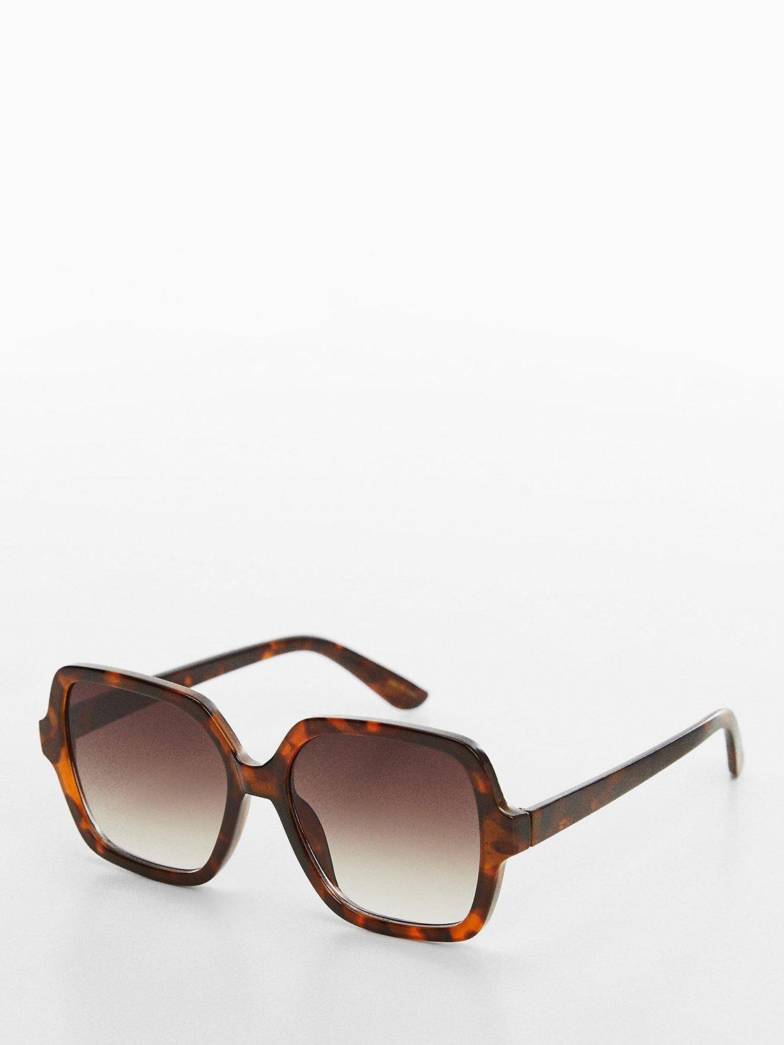 Mango Fernanda Square Tortoiseshell Sunglasses, Dark Brown, One Size