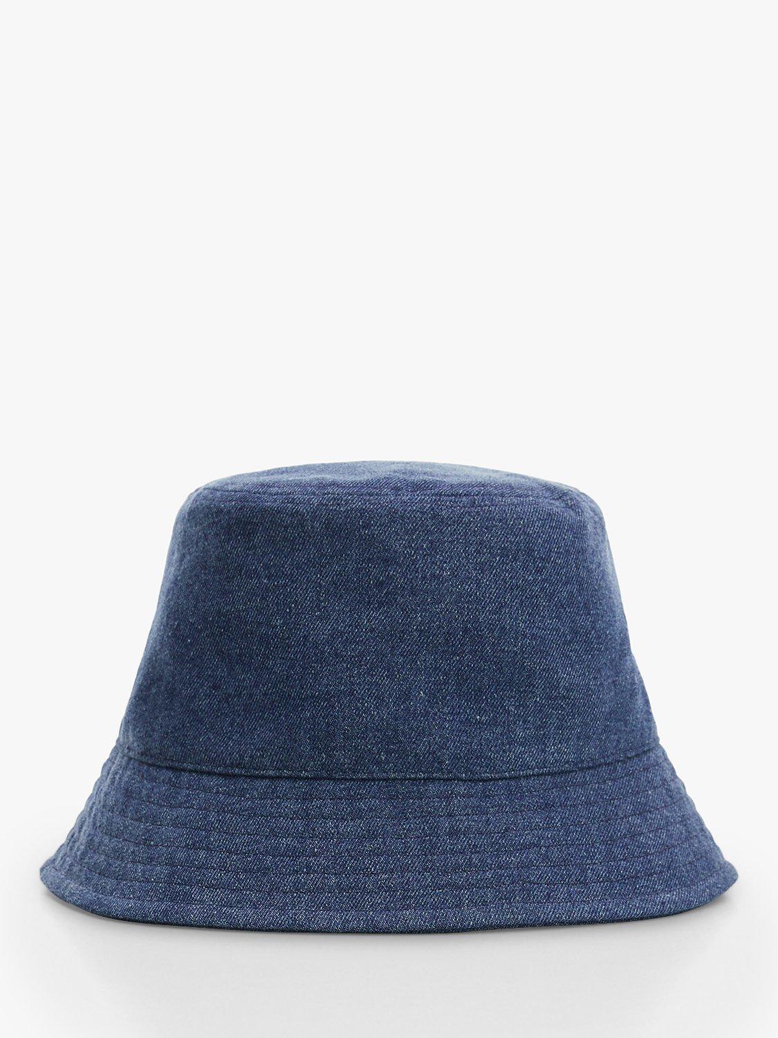 Mango Izziede Denim Bucket Hat, Open Blue